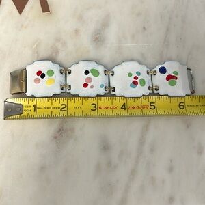 Vintage Modernistic enamel paint spatter 6.5  inch bracelet all original